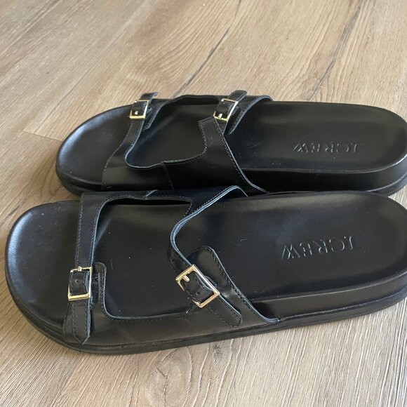 J. Crew Colbie Buckle Strap Cut Out Sandals Black Leather *Size 9* EXCELLENT! - Picture 1 of 6